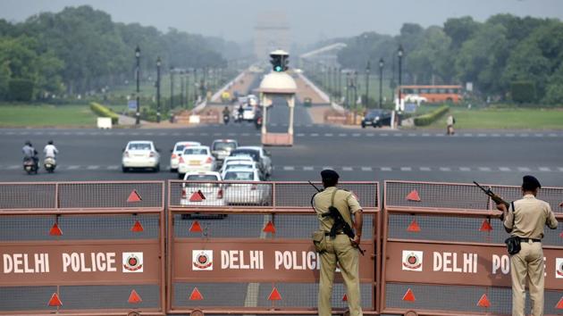 Police have registered an FIR and alerted all police stations including Parliament Street where the Defence Ministry headquarters is located. (Raj K Raj/HT PHOTO) Police have registered an FIR and alerted all police stations including Parliament Street where the Defence Ministry headquarters is located. (Raj K Raj/HT PHOTO)