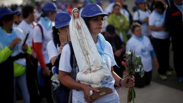 Pope Francis is set to leave Rome at 2pm local time (1200 GMT) and lands more than two hours later at the Monte Real military base, north of Lisbon. (Pedro Nunes/REUTERS)