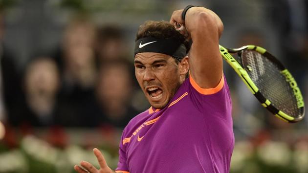 Rafael Nadal in action against Nick Kyrgios at the Madrid Open. (AFP) Rafael Nadal in action against Nick Kyrgios at the Madrid Open. (AFP)