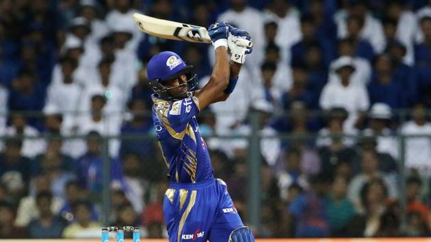 Hardik Pandya then launched a late fightback for MI with a 13-ball 30. (BCCI) Hardik Pandya then launched a late fightback for MI with a 13-ball 30. (BCCI)