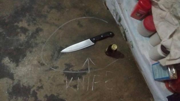 The knife used to murder a 32-year-old woman in Okhla. The knife used to murder a 32-year-old woman in Okhla.