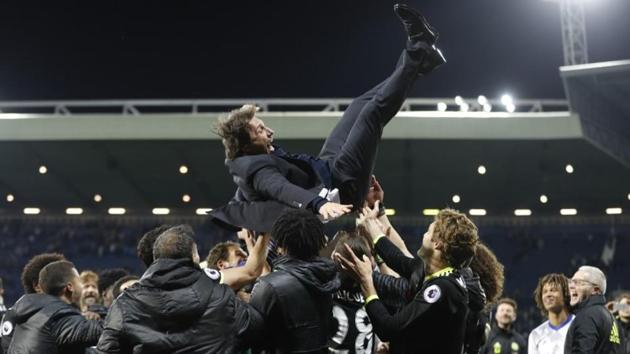 And then they lifted the man behind the rise of Chelsea as Premier League champions this season -- manager Antonio Conte, who transformed this side so much so that they managed to win 28 out of 36 matches, drew thrice and lost only five times. Two more matches remain in the season. (Reuters)