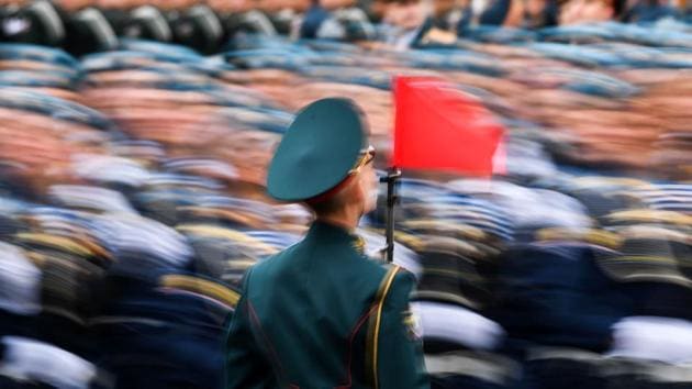 Russian servicemen march at Red Square during the Victory Day military parade in Moscow. Russia marks the 72nd anniversary of the Soviet Union's victory over Nazi Germany in World War Two. (Kirill KUDRYAVTSEV / AFP)