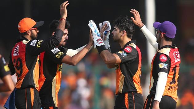 Mohammed Siraj, who was later named Man of the Match, picked up 4/32 from his four overs for Sunrisers Hyderabad as Gujarat Lions collapsed. (BCCI)