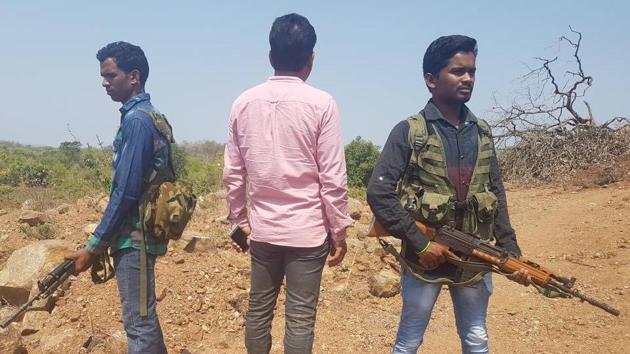 Pramod Rathore, whose work is fraught with danger, moves around with gun-toting bodyguards in Chhattisgarh. Pramod Rathore, whose work is fraught with danger, moves around with gun-toting bodyguards in Chhattisgarh.