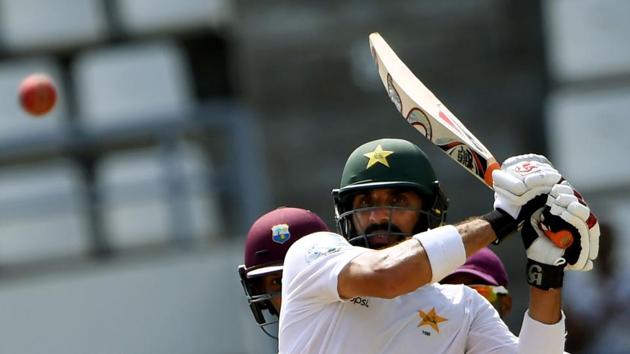 Misbah-ul-Haq of Pakistan cricket team made his last Test memorable with a half century (59) in the first innings of the third Test against West Indies cricket team. He could only manage 2 runs in the second innings. Misbah has played 75 Tests, scoring 5222 runs in his career for Pakistan. (AFP) Misbah-ul-Haq of Pakistan cricket team made his last Test memorable with a half century (59) in the first innings of the third Test against West Indies cricket team. He could only manage 2 runs in the second innings. Misbah has played 75 Tests, scoring 5222 runs in his career for Pakistan. (AFP)