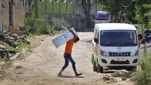 Jhangar villagers take their belongings with them while moving to safer places following cross-border firing in Nowshera. Jhangar villagers take their belongings with them while moving to safer places following cross-border firing in Nowshera.