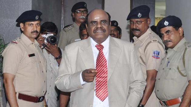 Justice Karnan, who has been on a warpath with the Supreme Court for last several months, is the first sitting judge of a high court to be sentenced. (AFP File Photo) Justice Karnan, who has been on a warpath with the Supreme Court for last several months, is the first sitting judge of a high court to be sentenced. (AFP File Photo)