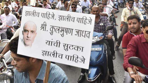 A protest rally in Mumbai against Kulbhushan Jadhav’s death sentence by Pakistan. (Anshuman Poyrekar/HT File Photo) A protest rally in Mumbai against Kulbhushan Jadhav’s death sentence by Pakistan. (Anshuman Poyrekar/HT File Photo)
