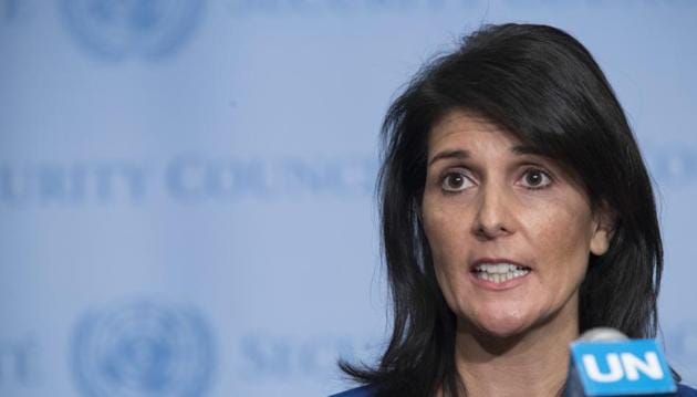 United States Ambassador to the United Nations Nikki Haley speaks to reporters after a Security Council meeting on the situation in the Middle East, Thursday, Feb. 16, 2017 at U.N. headquarters. The US envoy has defended President Trump for firing FBI director James Comey. (AP File) United States Ambassador to the United Nations Nikki Haley speaks to reporters after a Security Council meeting on the situation in the Middle East, Thursday, Feb. 16, 2017 at U.N. headquarters. The US envoy has defended President Trump for firing FBI director James Comey. (AP File)