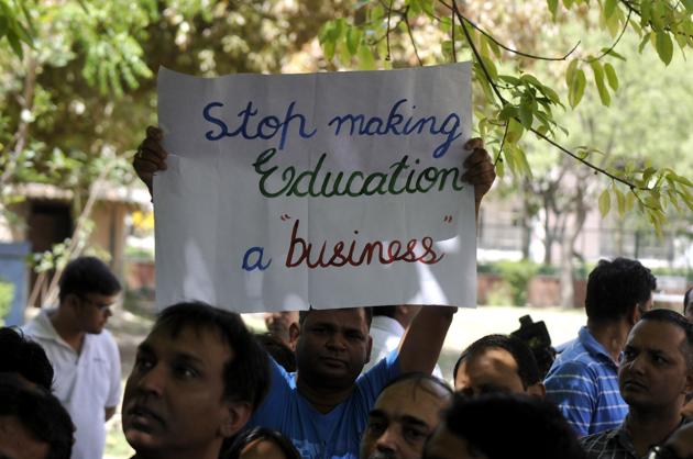Parents have been protesting steep fee hikes in Noida schools. (File Photo) Parents have been protesting steep fee hikes in Noida schools. (File Photo)