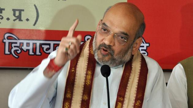 Dharamsala, Himachal Pradesh , India – May 05– Bharatiya Janata Party (BJP) National President, Amit Shah interact with media persons at Manjha near Dharamsala on Wednesday. Amit Shah is in Himachal Pradesh to attend a two-day party meeting near Dharamsala ,05 May 2017. (Photo by Shyam Sharma/Hindustan Times) Dharamsala, Himachal Pradesh , India – May 05– Bharatiya Janata Party (BJP) National President, Amit Shah interact with media persons at Manjha near Dharamsala on Wednesday. Amit Shah is in Himachal Pradesh to attend a two-day party meeting near Dharamsala ,05 May 2017. (Photo by Shyam Sharma/Hindustan Times)