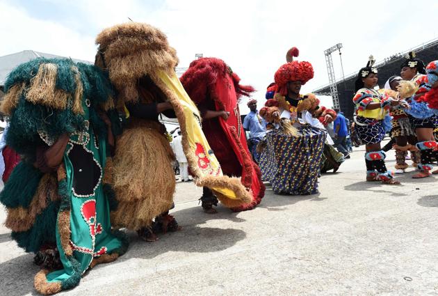 The Community Day and Carnival Celebrations was held spread across the local governments in the State and featured series of fanfare activities including parade of various street carnival group parade, traditional dancers, children calisthenics display, dance competitions, among others. (PIUS UTOMI EKPEI / AFP)