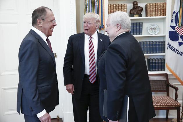 Donald Trump with Russian foreign minister Sergei Lavrov (left) and Russian ambassador Sergei Kislyak at the White House. (AFP File) Donald Trump with Russian foreign minister Sergei Lavrov (left) and Russian ambassador Sergei Kislyak at the White House. (AFP File)