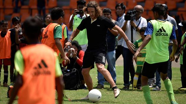 Have you seen my dribbling skills? (Satish Bate/HT Photo)