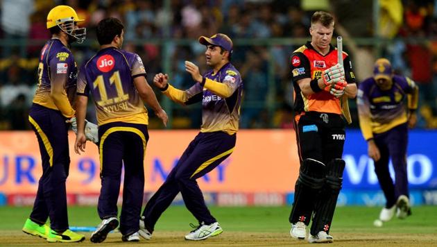 Kolkata Knight Riders’ (KKR) disciplined bowling saw them restrict Sunrisers Hyderabad (SRH) to 128/7 in their 2017 Indian Premier League (IPL) eliminator. (AFP) Kolkata Knight Riders’ (KKR) disciplined bowling saw them restrict Sunrisers Hyderabad (SRH) to 128/7 in their 2017 Indian Premier League (IPL) eliminator. (AFP)