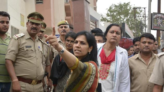 The district magistrate, Ministhy S, sought an explanation for the chief medical officer’s absence. (Sakib Ali/HT Photo) The district magistrate, Ministhy S, sought an explanation for the chief medical officer’s absence. (Sakib Ali/HT Photo)