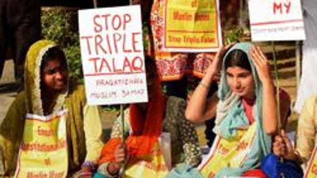 New Delhi: Activists of Joint Movement Committee protest on the issue of 'Triple Talaq' at Jantar Mantar in New Delhi on Wednesday. PTI Photo by Kamal Singh (PTI5_10_2017_000222A) (PTI file) New Delhi: Activists of Joint Movement Committee protest on the issue of 'Triple Talaq' at Jantar Mantar in New Delhi on Wednesday. PTI Photo by Kamal Singh (PTI5_10_2017_000222A) (PTI file)