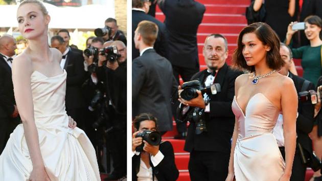 Elle Fanning and Bella Hadid attend the 70th Cannes Film Festival.(Hindustan Times)