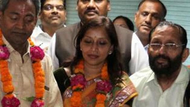 Preeti Aggarwal was elected as the mayor of North Delhi Municipal Corporation on Thursday.(HT FILE)