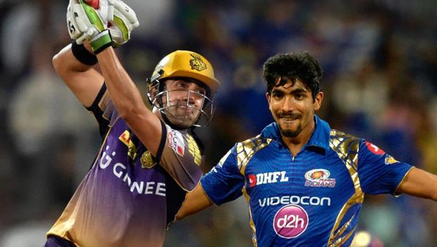 Gautam Gambhir (L) has been in superb form in IPL 2017, and his duel with Jasprit Bumrah in Friday’s Qualifier 2 could be key in how the match shapes up.(HT Photo/Agencies)