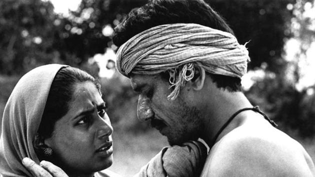 A still from Satyajit Ray’s 1981 film, Sadgati, starring Om Puri (R) and Smita Patil (L).(Habitat Film Festival)