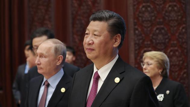 Russia's President Vladimir Putin (L) and Chinese President Xi Jinping at the Belt and Road Forum, Beijing, May 15(AFP)