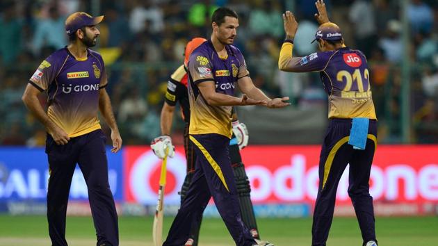 Kolkata Knight Riders’ Nathan Coulter-Nile (C) took three wickets against Sunrisers Hyderabad in an Indian Premier League (IPL) 2017 playoff match. (AFP) Kolkata Knight Riders’ Nathan Coulter-Nile (C) took three wickets against Sunrisers Hyderabad in an Indian Premier League (IPL) 2017 playoff match. (AFP)