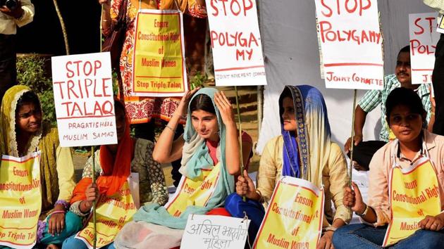 A group of women protest against 'Triple Talaq' at Jantar Mantar in New Delhi. (PTI File Photo) A group of women protest against 'Triple Talaq' at Jantar Mantar in New Delhi. (PTI File Photo)