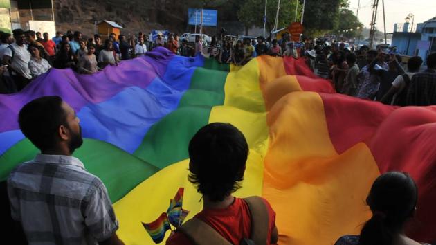 The rainbow flag, commonly known as the gay pride flag or LGBT pride flag is a symbol of lesbian, gay, bisexual, and transgender pride and LGBT social movements.  (Mujeeb Faruqui/HT Photo) 