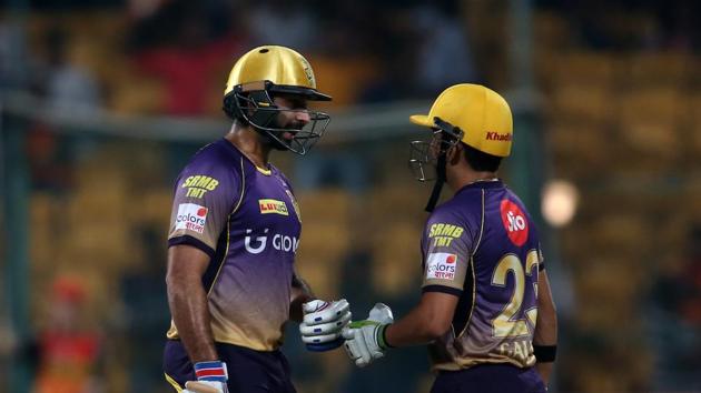 Kolkata Knight Riders captain Gautam Gambhir (R) helped the team see out a 7-wicket win over Sunrisers Hyderabad in the IPL 2017 eliminator. (BCCI)