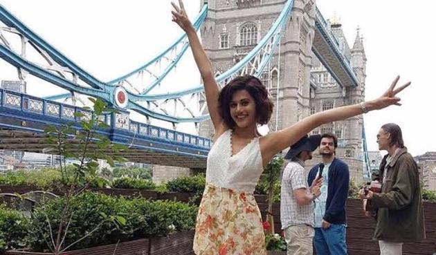 Taapsee Pannu is currently shooting Judwaa 2 with Varun Dhawan and Jacqueline Fernandez in London. Taapsee Pannu is currently shooting Judwaa 2 with Varun Dhawan and Jacqueline Fernandez in London.