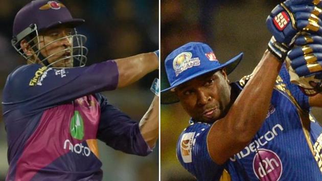 Both MS Dhoni (L) and Kieron Pollard have had a patchy run in IPL 2017, but the final offers both a chance to step up and play a defining role. (ht photo)