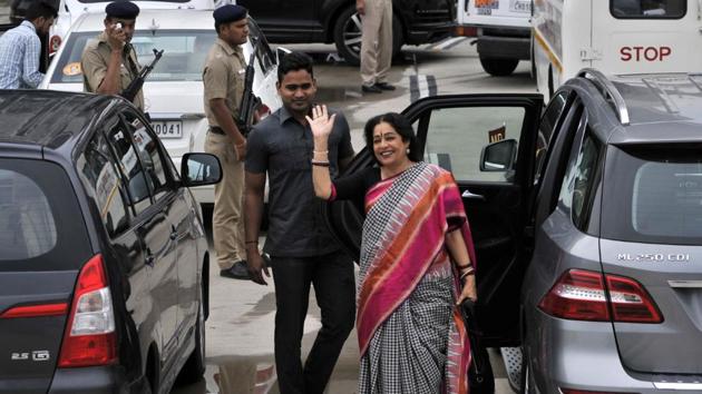 BJP MP Kirron Kher in Chandigarh on Saturday. (Ravi Kumar/HT Photo)