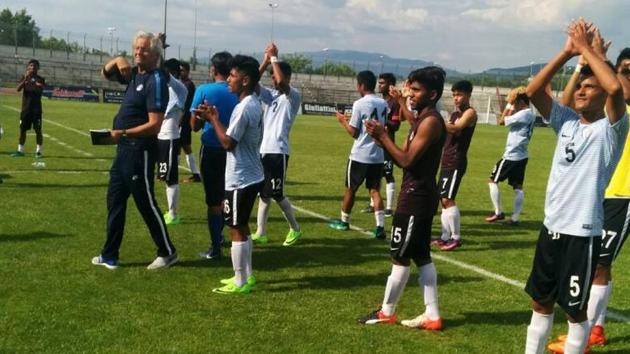 The India FIFA U-17 World Cup team beat an Italian team in Arezzo on Friday.(AIFF)