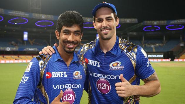 Jasprit Bumrah and Mitchell Johnson shared five wickets between them as Mumbai Indians beat Kolkata Knight Riders by six wickets to enter their fourth IPL final. (BCCI) Jasprit Bumrah and Mitchell Johnson shared five wickets between them as Mumbai Indians beat Kolkata Knight Riders by six wickets to enter their fourth IPL final. (BCCI)