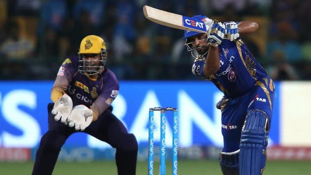 Mumbai Indians captain Rohit Sharma drives a delivery through the covers to the boundary. (BCCI) Mumbai Indians captain Rohit Sharma drives a delivery through the covers to the boundary. (BCCI)