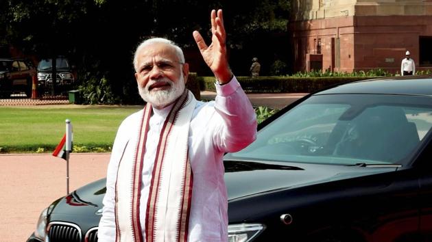 Prime Minister Narendra Modi waves to the media at a public engagement. The BJP, which has been on a winning spree in elections at both the state and local government levels, has constantly relied on Modi’s popularity to see it through.(PTI File Photo)