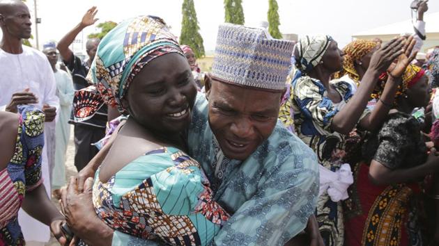 The 82 Nigerian schoolgirls recently released after more than three years in Boko Haram captivity were finally reunited with their families on Saturday. (AFP) The 82 Nigerian schoolgirls recently released after more than three years in Boko Haram captivity were finally reunited with their families on Saturday. (AFP)