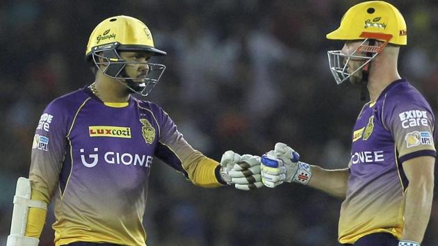 Sunil Narine registered the joint-fastest fifty in IPL, off just 15 balls while Chris Lynn smashed a fifty off 21 balls. The pair blasted 105 runs in six overs for Kolkata Knight Riders against Royal Challengers Bangalore, the highest-ever in powerplay. (PTI) Sunil Narine registered the joint-fastest fifty in IPL, off just 15 balls while Chris Lynn smashed a fifty off 21 balls. The pair blasted 105 runs in six overs for Kolkata Knight Riders against Royal Challengers Bangalore, the highest-ever in powerplay. (PTI)