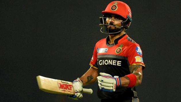Royal Challengers Bangalore held the record for the highest score in IPL with 263/5 against Sahara Pune Warriors in IPL 2013. The date was April 23. On the same day four years later, Virat Kohli’s team had to face humiliation as they were bowled out for 49, the lowest total in IPL history, by Kolkata Knight Riders. (AFP) Royal Challengers Bangalore held the record for the highest score in IPL with 263/5 against Sahara Pune Warriors in IPL 2013. The date was April 23. On the same day four years later, Virat Kohli’s team had to face humiliation as they were bowled out for 49, the lowest total in IPL history, by Kolkata Knight Riders. (AFP)