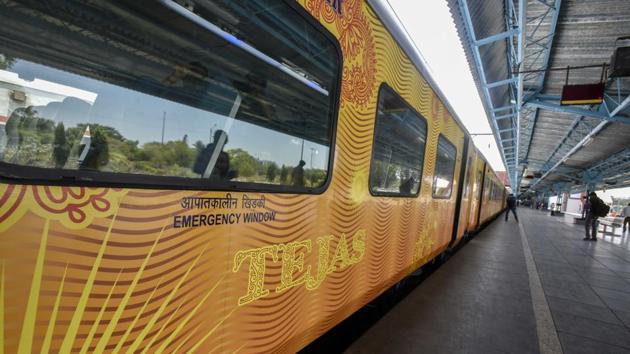 It boasts of CCTV cameras, smoke and fire detection system, bio- vacuum toilets and GPS-based passenger information display. (Kunal Patil/HT Photo) 