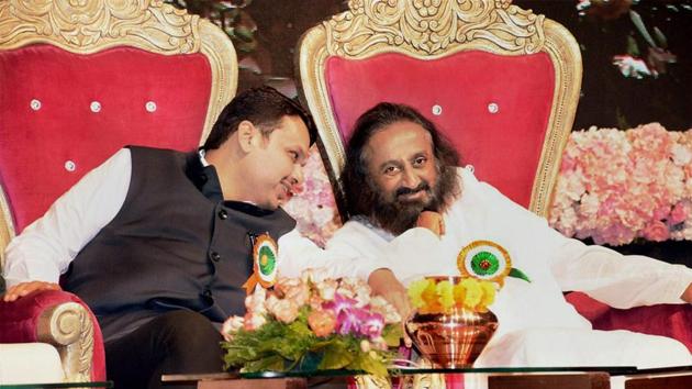 Maharashtra Chief Minister Devendra Fadnavis with Art of Living Foundation founder Sri Sri Ravi Shankar at an event in Pune. Those devoted to one or other guru in India will take no time coming up with the name of an inspirational figure. Sri Sri Sri Ravi Shankar… ‘So calming, so soothing…ayyo’, Sathguru Jaggi Vasudev… ‘Have you heard him? So simply he speaks, so easy to understand…’(PTI) Maharashtra Chief Minister Devendra Fadnavis with Art of Living Foundation founder Sri Sri Ravi Shankar at an event in Pune. Those devoted to one or other guru in India will take no time coming up with the name of an inspirational figure. Sri Sri Sri Ravi Shankar… ‘So calming, so soothing…ayyo’, Sathguru Jaggi Vasudev… ‘Have you heard him? So simply he speaks, so easy to understand…’(PTI)