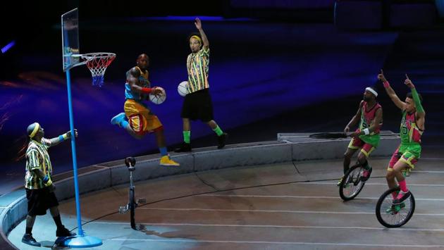 Members of the King Charles Troupe perform during a show. Ringling’s parent company, Feld Entertainment, announced in January it would close the production, citing declining attendance and high operating costs. (Lucas Jackson / REUTERS)