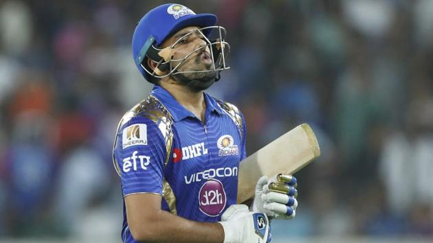 Mumbai Indians' captain Rohit Sharma leaves ground after his dismissal. (AP)