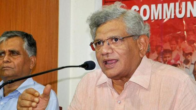 Sitaram Yechury during a press conference after the Tripura CPI(M) state committee meeting in Agartala. (PTI Photo) Sitaram Yechury during a press conference after the Tripura CPI(M) state committee meeting in Agartala. (PTI Photo)