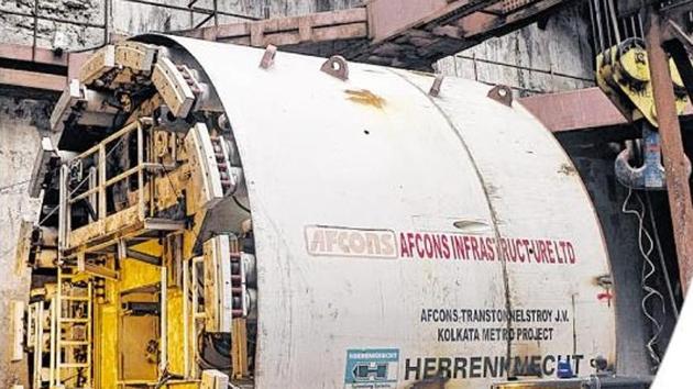 File picture of the boring machine being set up in April.(HT Photo)