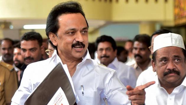 MK Stalin said the AIADMK government in Tamil Nadu is at the mercy of the BJP and Centre.(PTI File Photo)
