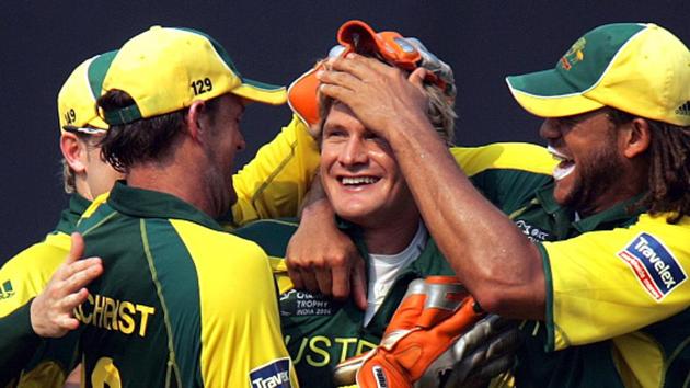 Shane Watson was the star as Australia cricket team beat West Indies cricket team in the final of the 2006 ICC Champions Trophy at CCI in Mumbai, winning the coveted trophy for the first time. (Santosh Harhare/ht photo)