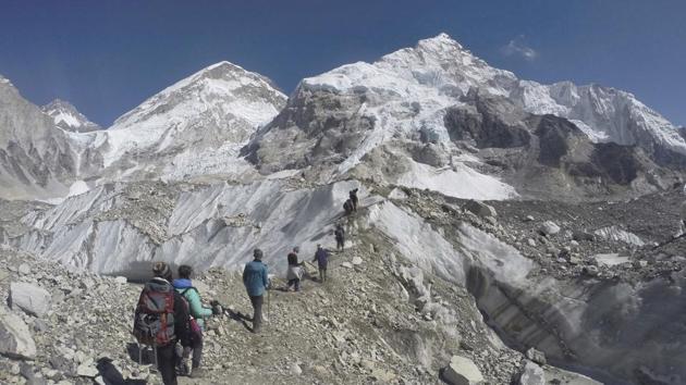 The Hillary Step is a sheer 12-meter (40-foot) vertical wall that is the last highly difficult section climbers must pass before reaching the summit. (AP File Photo) The Hillary Step is a sheer 12-meter (40-foot) vertical wall that is the last highly difficult section climbers must pass before reaching the summit. (AP File Photo)